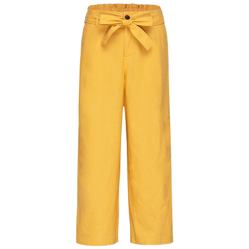 【满198减100预估价：45】Semir森马春秋休闲长裤女装2019新款韩版宽松阔腿蝴蝶结垂感chic棉麻裤