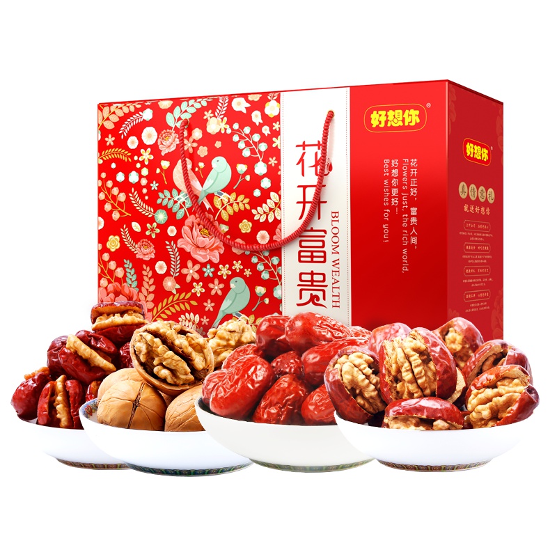 好想你 红枣夹核桃礼盒1406g特产坚果脆枣零食大礼包