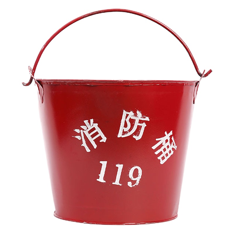 企购优品加厚消防沙桶半圆形烤漆铁材质红色铁皮消防桶消防扁沙桶