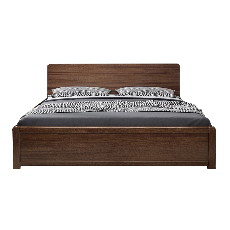 舒绋家具全实木床现代简约主卧1.8米胡桃木双人床1.5米家用单人床