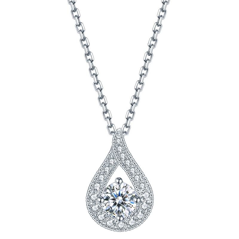 佐卡伊 女神的嫁衣 白18k金群镶钻石吊坠女水滴形钻石项坠