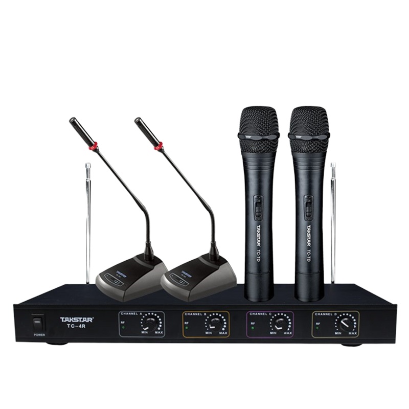 Takstar/得胜TC-4R 一拖四无线会议话筒 会议系统舞台卡拉OK主持演出麦克风(1台主机+2会议+2手持话筒)