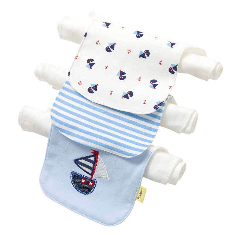 慧氏神熊(Whizbear) 婴儿吸汗巾 纯棉儿童纱布隔汗巾宝宝垫背巾三条套装