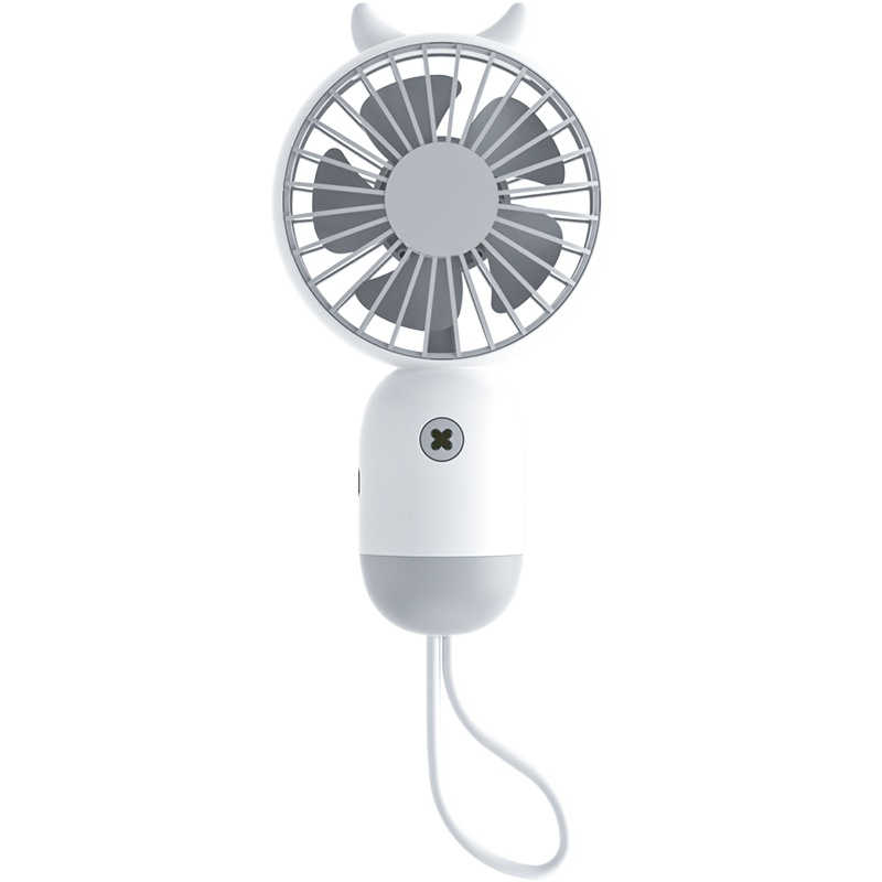 臻邦 3档可爱小风扇超静音手持可充电usb电风扇便携式随身迷你小型电动手拿握学生儿童 白色