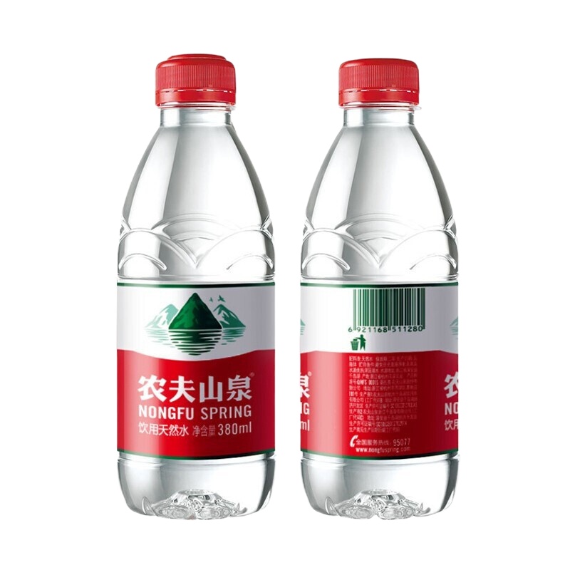 农夫山泉 饮用水380ml*24瓶/箱 饮用天然水 非矿泉水 瓶装水 整箱装