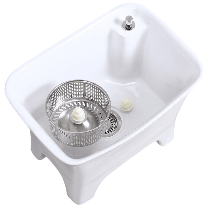 陶瓷双驱动拖布池大号家用 阳台卫生间洗地池长方形台控拖把池高脚安心抵