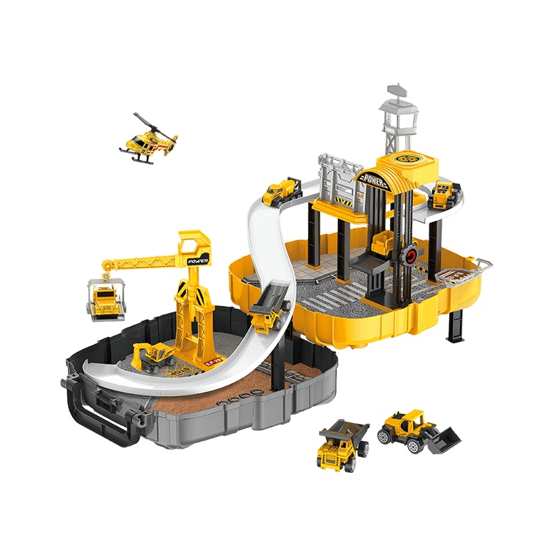 纽奇(Nukied)儿童背包轨道工程车玩具车模型男孩益智玩具停车场套装可背包收纳 城市建设中心