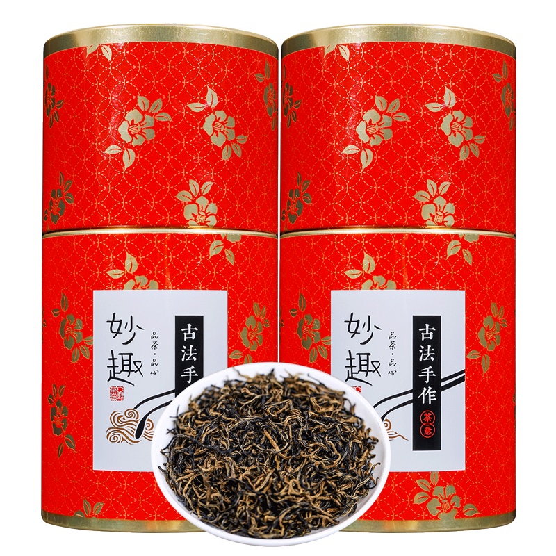 源御露(Yuan Yu Lu)妙趣金骏眉茶叶武夷红茶蜜香级浓香茶散装妙趣红礼罐装500克