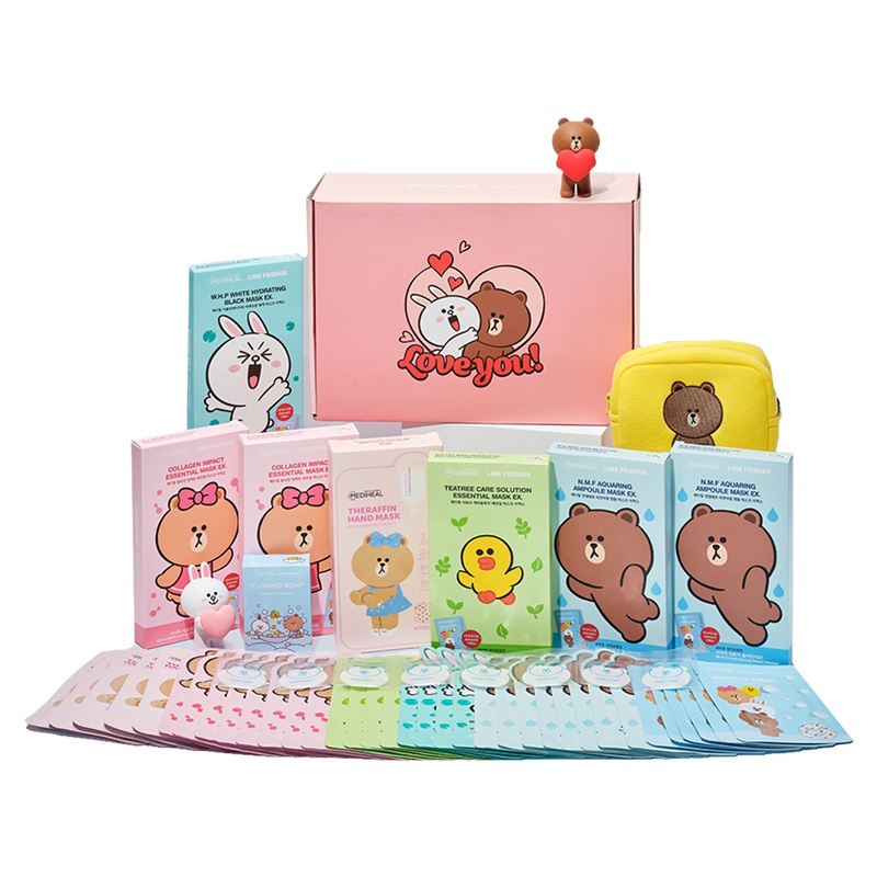 美迪惠尔蜜糖告白护肤套装韩国恋朋line告白礼盒针剂补水保湿卡通面膜24片