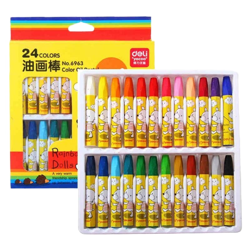 得力(deli) 油画棒 6963 24色 混色 24支/盒 一盒装