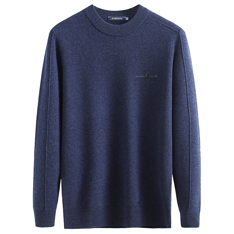 雅鹿男装冬季首发100%纯羊毛纯色柔软套头圆领男士羊毛衫毛衣11049805