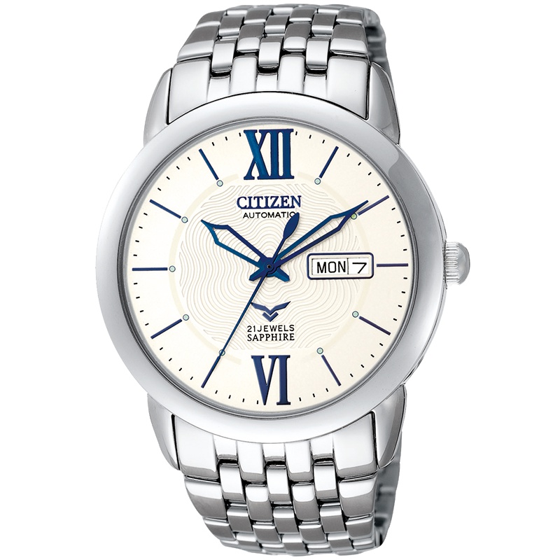 西铁城(CITIZEN)手表 时尚自动机械白盘钢带商务时尚休闲男表NH8260-68AB