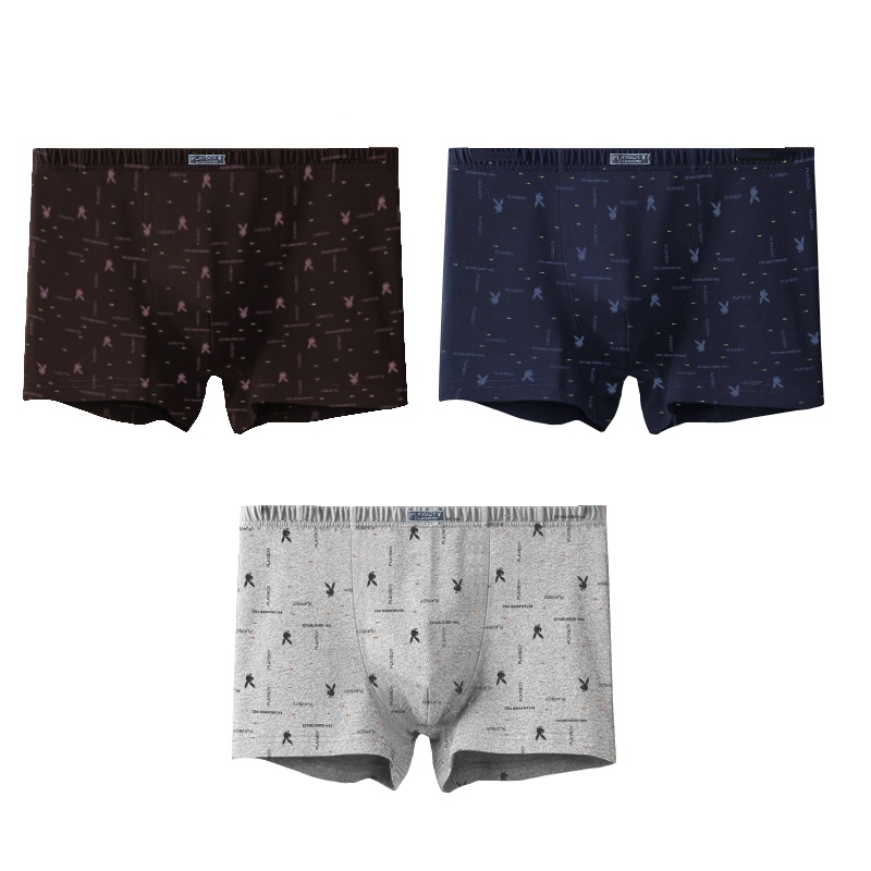 花花公子内裤男士棉质印花透气平角内裤四角弹力短裤衩男裤头