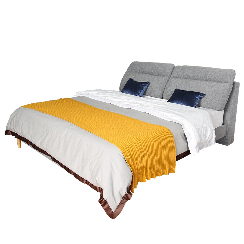 中源北欧经济型现代简约双人床小户型主卧室布艺床软包婚床可拆洗