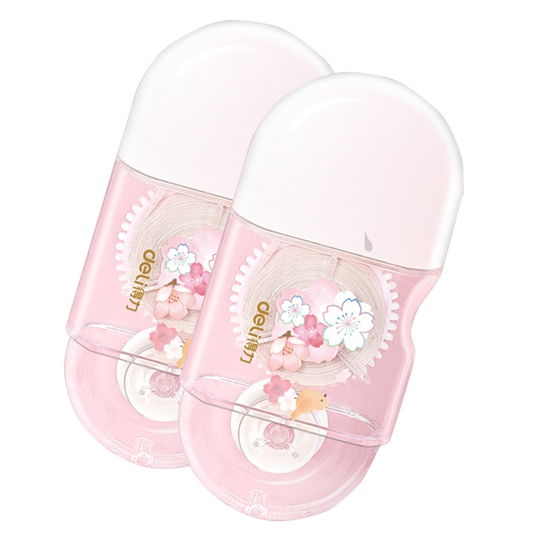 得力deli71540修正带樱花系列5mmx8m膜带可爱少女小型便携改正带8米小清新卡装涂改带学生用大容量改错带