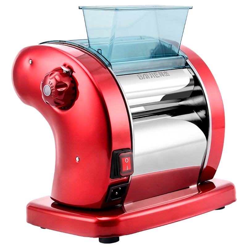 拜杰(Baijie)电动面条机家用压面机擀面机全自动不锈钢和面压面机饺子皮机商用多功能切面机红色圆面