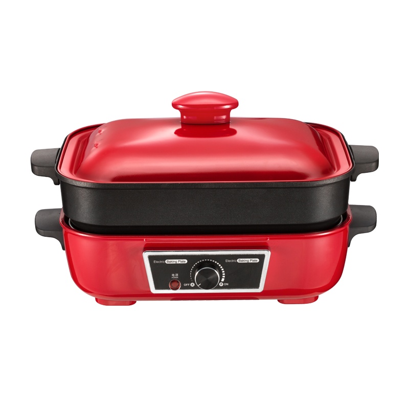 法迪欧(Fardior) 多功能锅料理锅网红锅电烧烤锅2.5L家用电烤锅涮烤一体锅标准款 LZW-1901B(红)