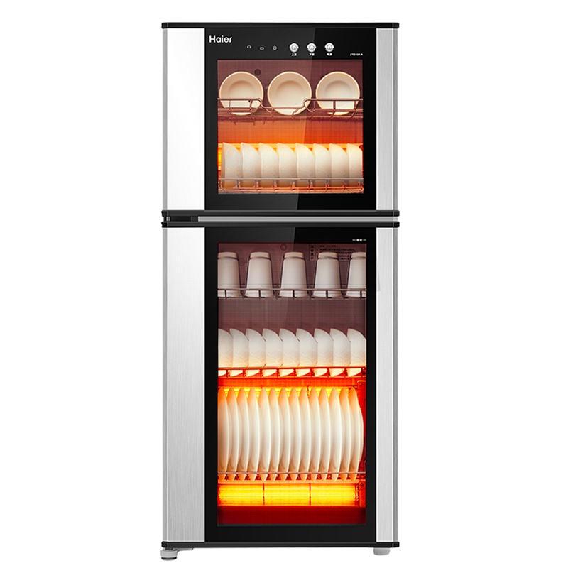 海尔(Haier)100L立式消毒柜 ZTD100-A红外线高温消毒 双层光波物理消毒 二星级消毒标准 家用大容量消毒柜