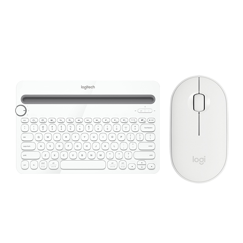 罗技(Logitech)K480白色无线键盘+Pebble白色无线鼠标套装 台式机电脑笔记本商务办公家用通用