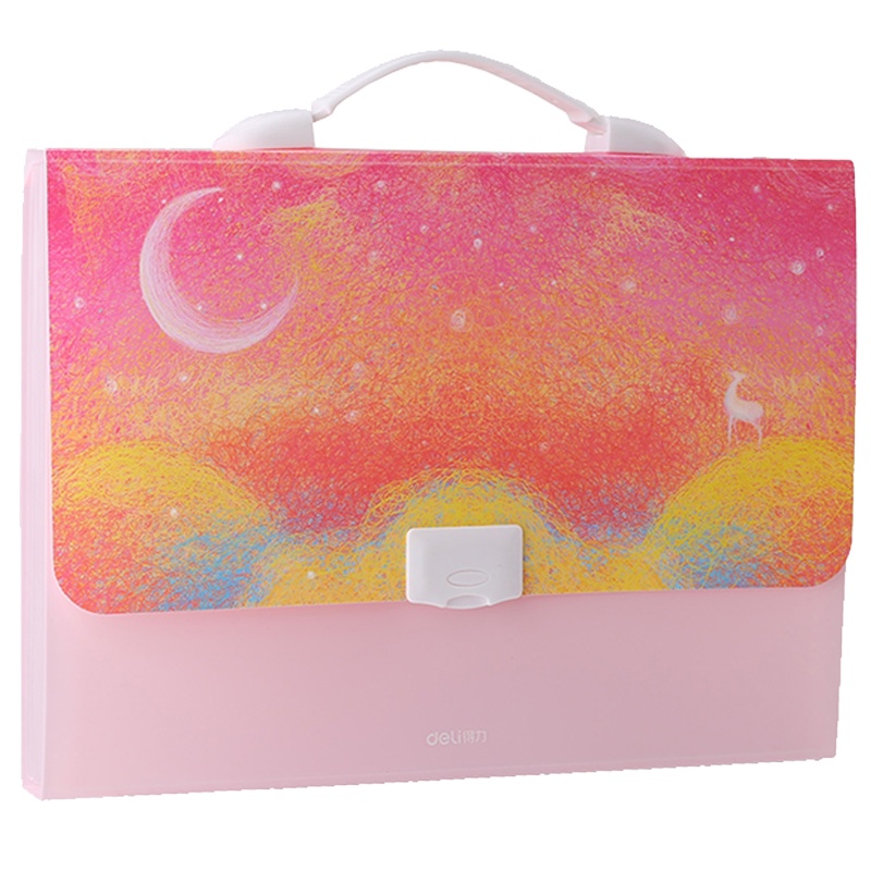 得力风琴包A4学生用多层文件夹袋手提卷子分类收纳盒女试卷夹多功能大容量透明高中生插页资料册分页5857HON