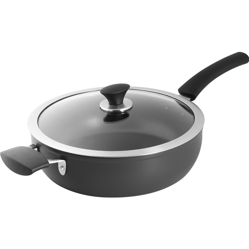 尚尼开普敦系列红烧不粘锅深煎锅 少油烟平底锅涂层有盖煎锅加深大容量锅身28cm 燃气灶电磁炉通用厨房炒锅