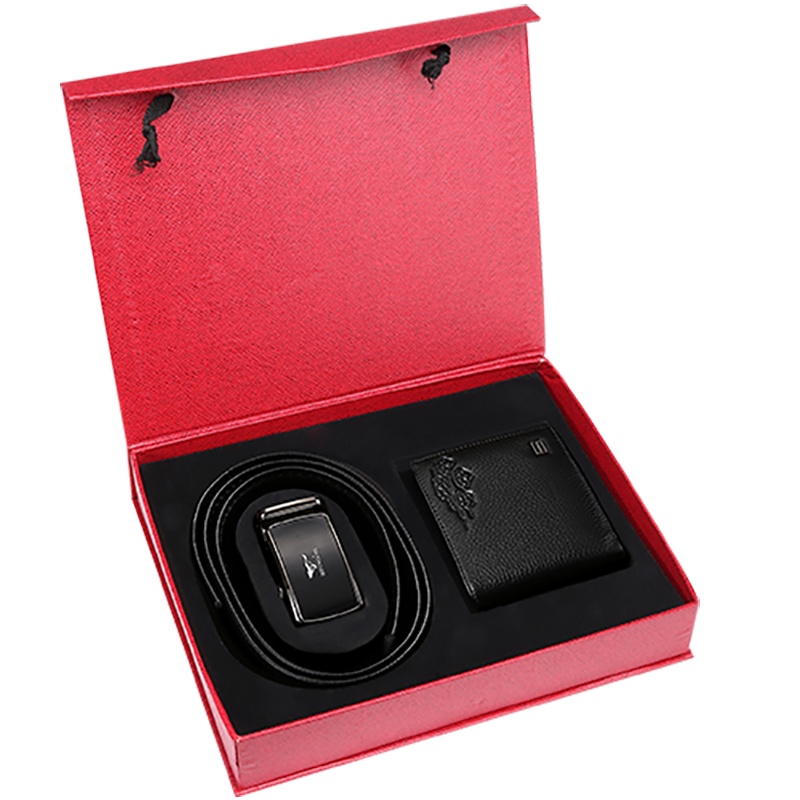 [新年礼盒]七匹狼皮具套装 男士礼盒 头层牛皮皮夹钱包+皮带腰带礼盒套装 高档礼物送礼送父亲送男友生日礼物