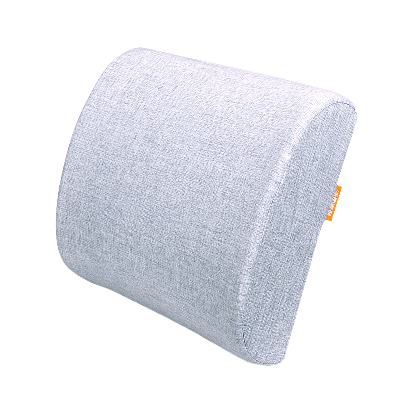 敬平靠垫办公室护腰汽车电脑护腰靠背垫记忆棉抱枕孕妇硬床头靠枕腰枕 经济型蓝灰(无绑带) 记忆棉腰靠 平