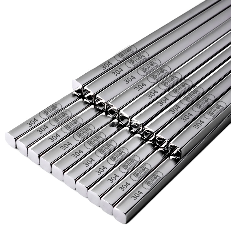 唐宗筷 C6235 304不锈钢筷子 防滑 防烫 耐摔10双装 方形激光雕刻款23.5cm