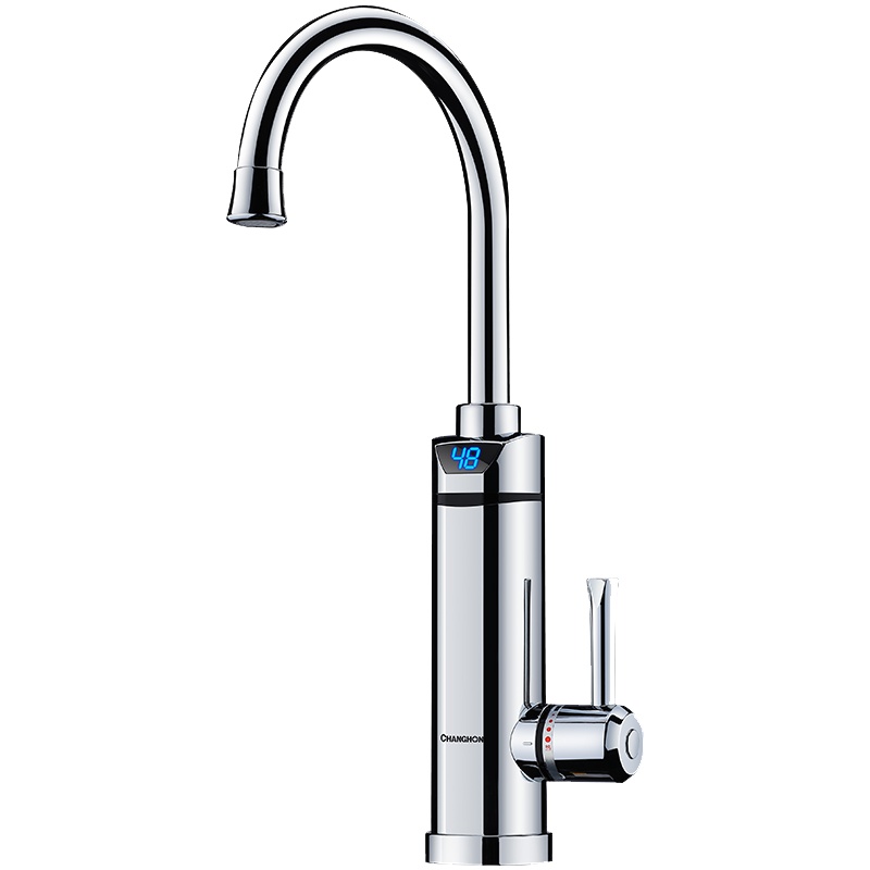长虹电热水龙头家用速热即热小厨宝厨房卫生间下进水自来水热冷热两用智能数显CKR-B5银色