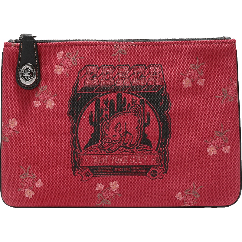 COACH 蔻驰 奢侈品 女士花结印花织物手拿包 68191
