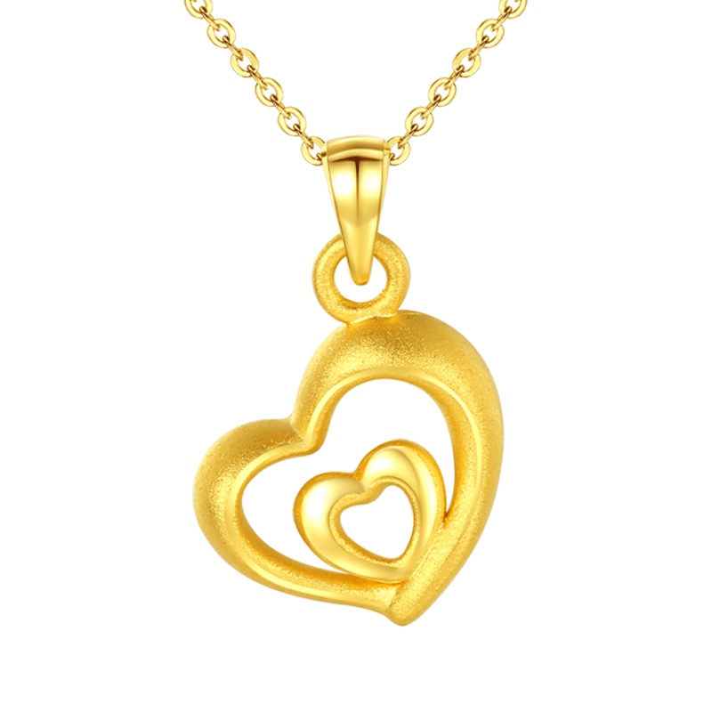 壹仟俩心形黄金吊坠足金999心心相印女士项坠(不含链)表白定价黄金首饰