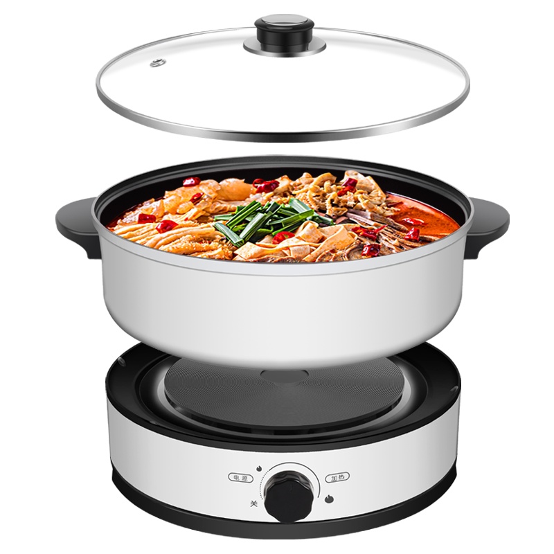 益多 多功能电煮电炖电热锅家用多用途4L大容量电火锅煎烤电炒锅分体不粘锅料理锅LZW-1904