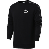 PUMA彪马运动服冬季男装套头运动卫衣针织卫衣577584 L 57758456黑色-全幅印拼接