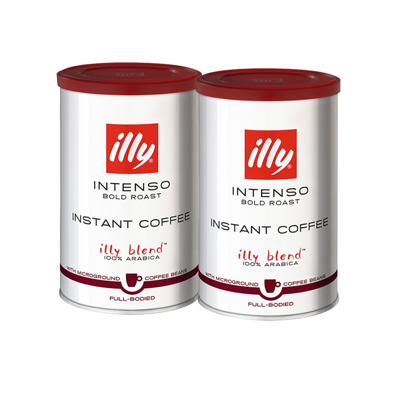 illy意利进口咖啡浓醇风味无蔗糖添加冻干速溶黑咖啡粉罐装95g*2罐装