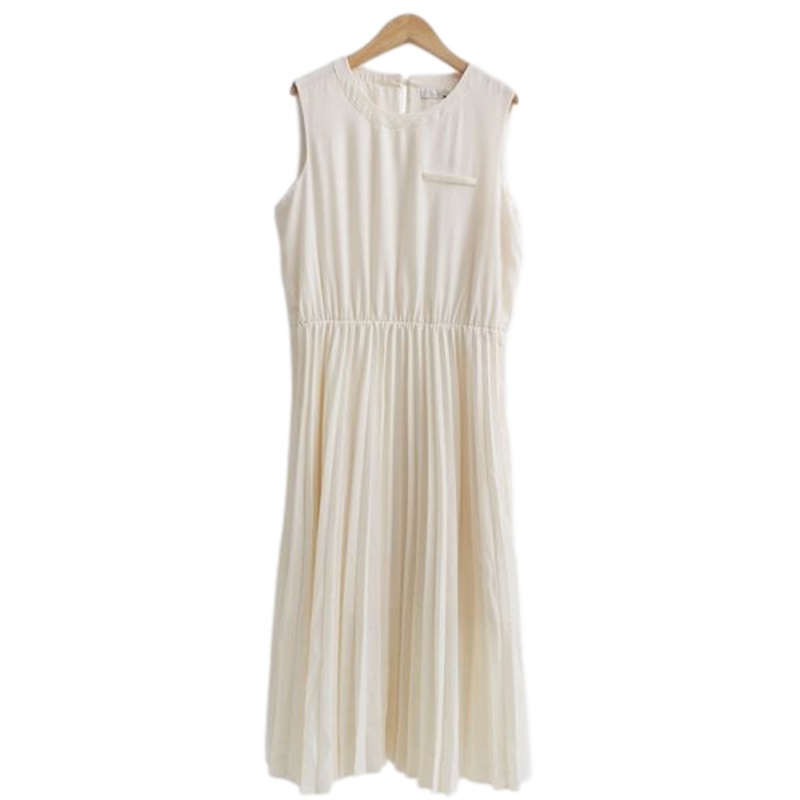 【福利款】拉夏贝尔UlifeStyle夏季新款通勤纯色无袖中长款连衣裙女81116042