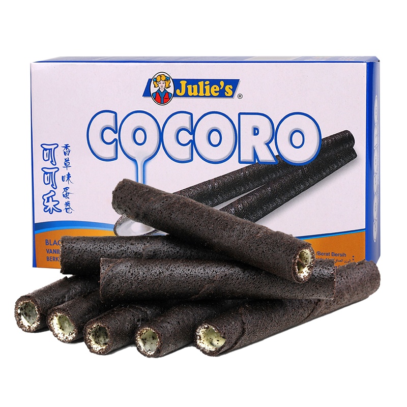 马来进口饼干零食Julie＇s/茱蒂丝可可乐香草味蛋卷50g夹心鸡蛋卷饼干