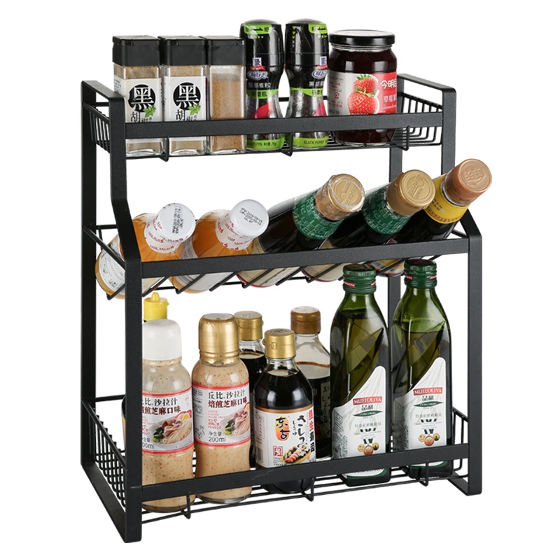 炊大皇厨房收纳架落地桌面三层多层收纳架调味料架子酱油盐醋储物架TL05Y