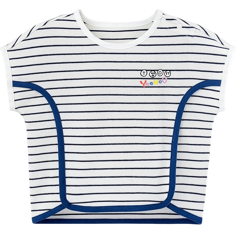 英氏儿童T恤条纹圆领套衣宝宝短袖休闲上衣 2021春夏新款