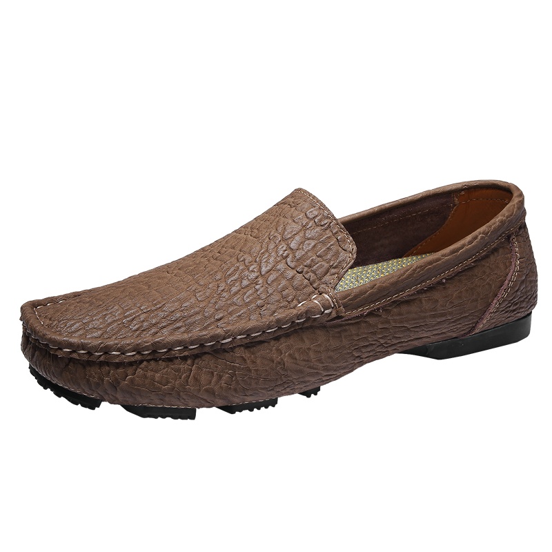 YIBULUOTUO男鞋2021新款秋季豆豆鞋真皮男士休闲皮鞋透气一脚蹬驾车鞋