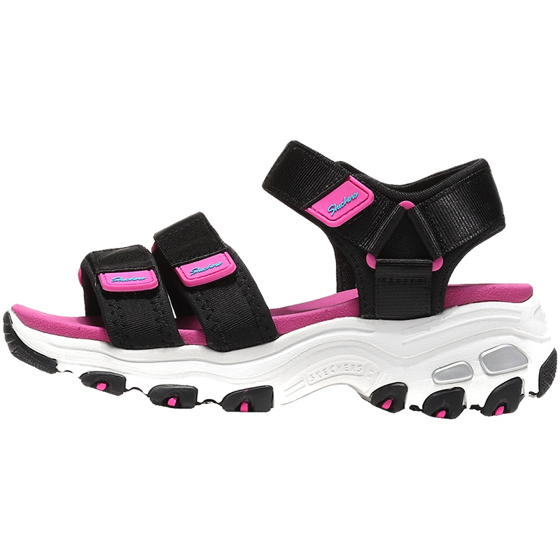 【自营】斯凯奇女大童凉鞋D‘lites黑色低帮熊猫鞋运动鞋664075L 664075L/BKPK黑色+粉红色