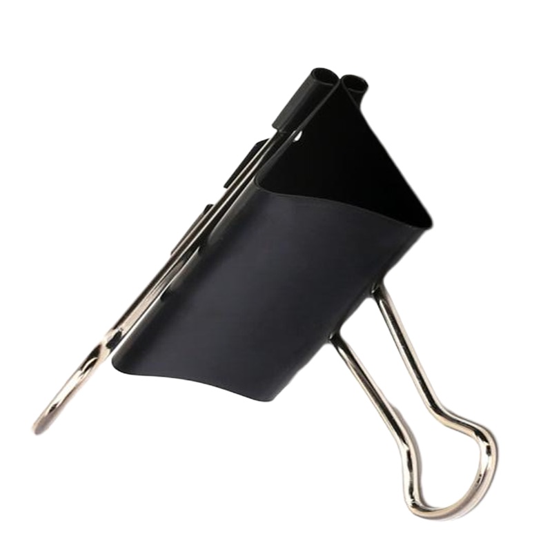 得力8561 大号燕尾夹票据夹金属铁夹子 黑色 50mm 12只/盒