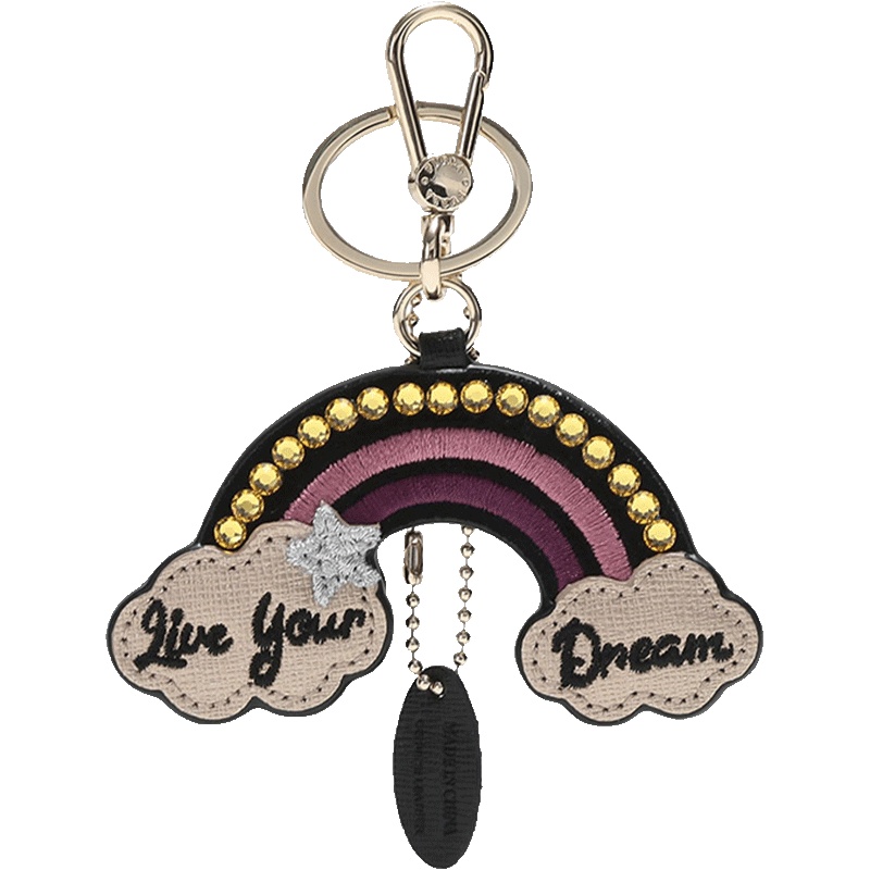 FURLA 芙拉 女士紫色黑色多色织物配皮钥匙扣挂饰 1002663 R RT86 O38