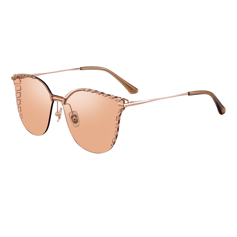 海伦凯勒 2020新款俏皮个性猫眼太阳镜变色片金属框潮流墨镜 H8905