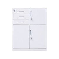 星岛钢制文件柜矮柜铁皮办公室柜床头收纳柜档案抽屉柜带锁资料储物柜三门下节白色