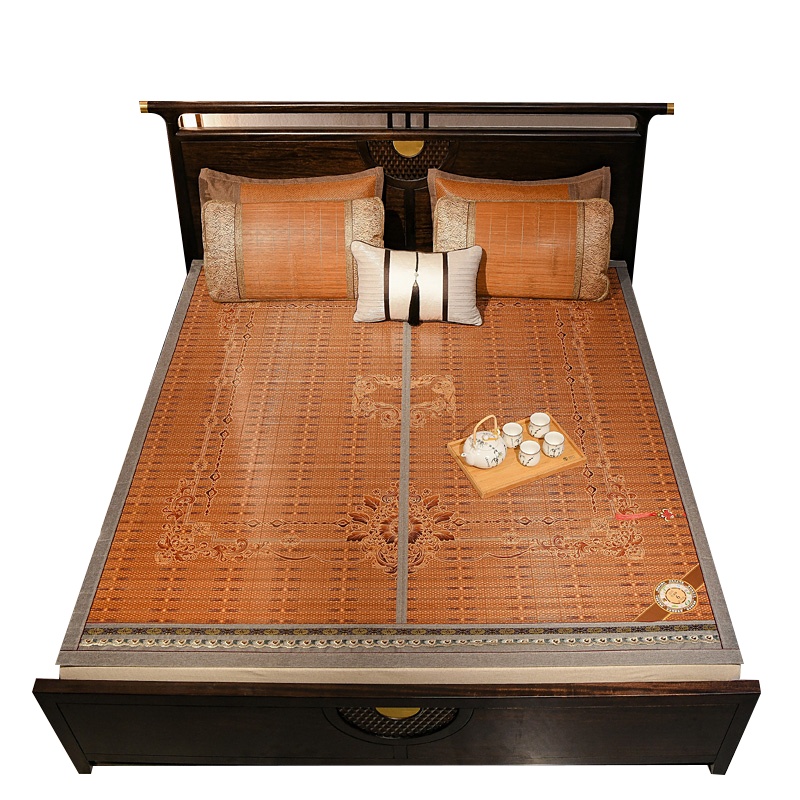 苏宁宜品 品质碳化可折叠双面竹席1.5米/1.8米家用印花凉席-B