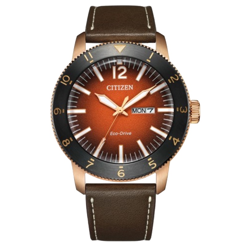 国行 西铁城(CITIZEN)手表 不锈钢镀玫瑰金色间BIP皮带光动能男表AW0079-13XB