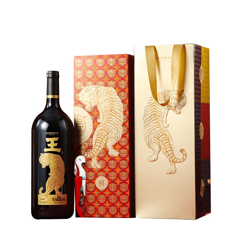 苏糖 天鹅庄生肖酒14度智利红酒美乐干红葡萄酒1.5L/1500mL*6瓶 虎年生肖 整箱装