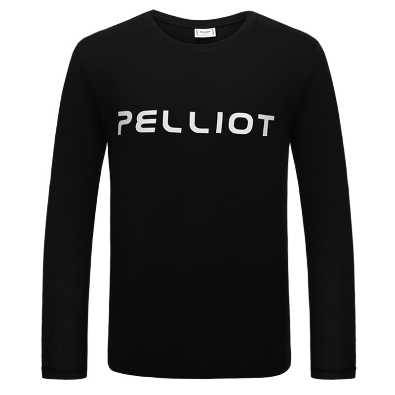 伯希和休闲运动长袖T恤男春秋季百搭新款情侣印花圆领打底速干T恤快干衣女