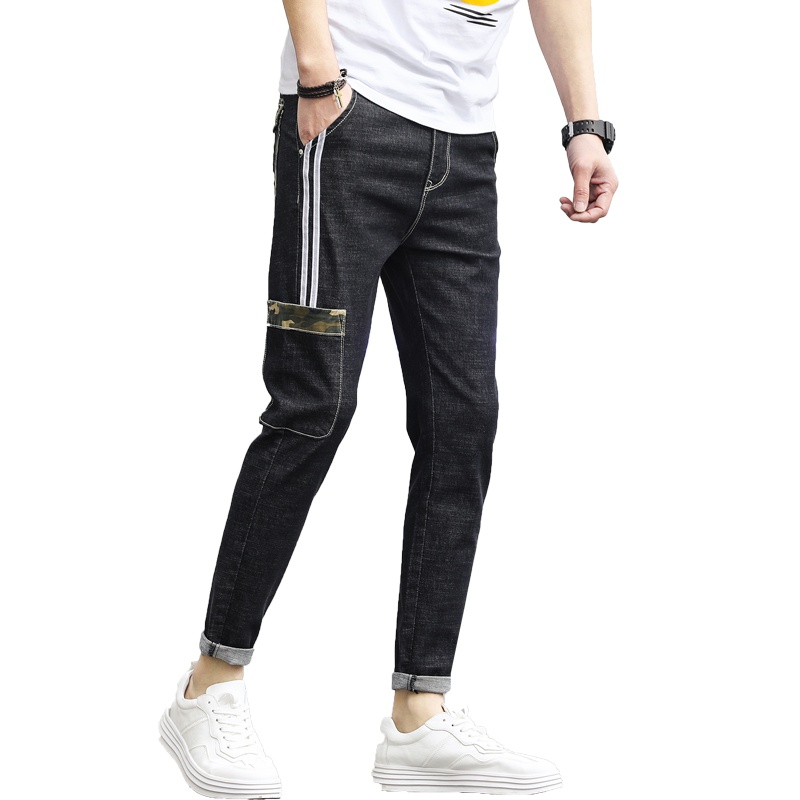 超音狼春夏款 休闲迷彩口袋弹力九分牛仔裤KK-390