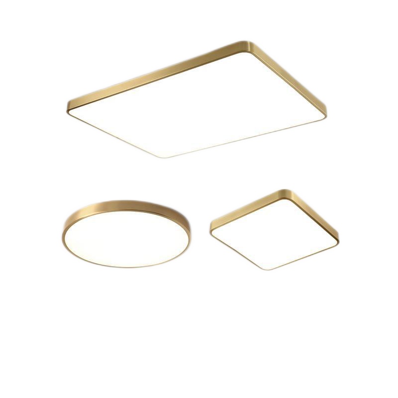 金色北欧现代简约圆形卧室灯 长方形客厅灯饰书房超薄led吸顶灯具